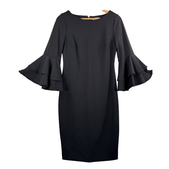 Calvin Klein Bell Sleeve Scuba dress stretch office classic black NWT sz 8 - Picture 1 of 10